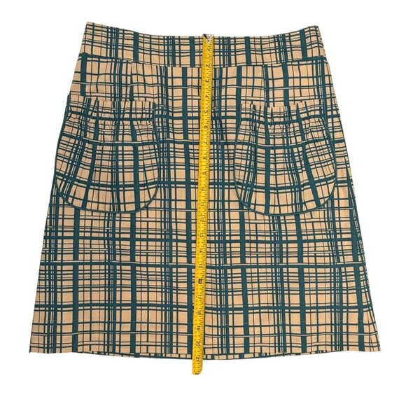 Girls From Savoy Beige & Turquoise Plaid Skirt With Pockets Size Large Cotton Bl - Picture 3 of 5